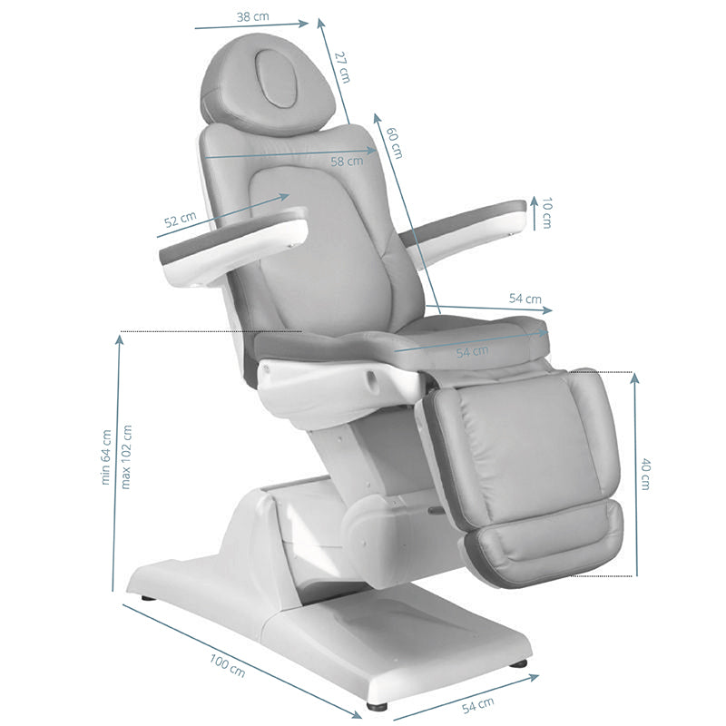 Behandelstoel Elektrisch Azzurro 870 3 Motoren Grijs - afbeelding 2