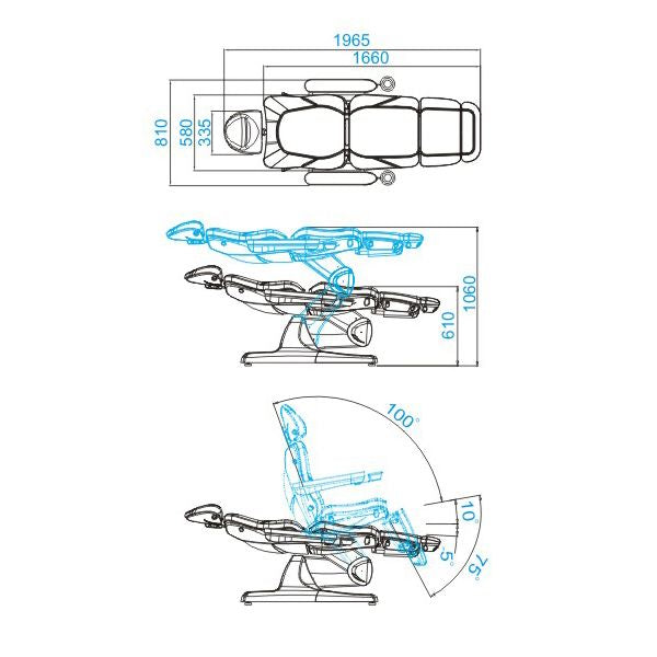 Behandelstoel Elektrisch Azzurro 870 3 Motoren Cappuccino - afbeelding 3