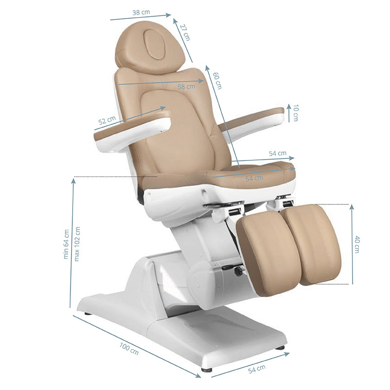 Behandelstoel Elektrisch Azzurro 870S Pedi 3 Motoren Cappuccino - afbeelding 11
