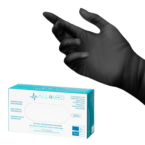 Handsker All4Med Soft-Nitril Sort L 100stk.