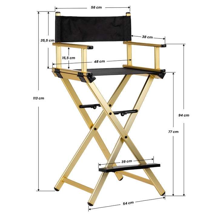 Make-up Stoel Inklapbaar Aluminium Goud - afbeelding 9