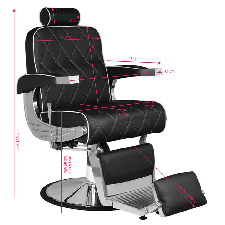 Barberstoel Hair System Royal X Zwart - afbeelding 7