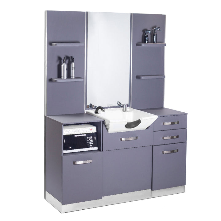 Kaptafel Kapperssalon Gabbiano Met Wastafel B085 Grijs - afbeelding 2