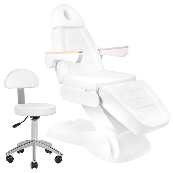 Behandlingsstol Elektrisk Sillon Lux 273B 3 Motorer med Skammel Hvid