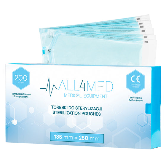 Autoklavposer All4Med 135 × 250 mm – 200 Stk