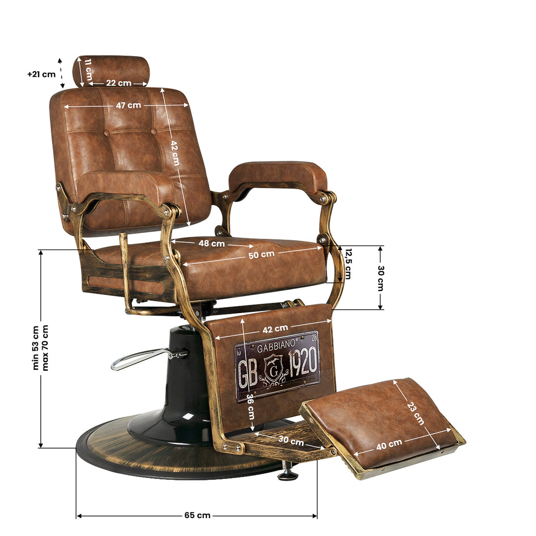 Barberstoel Gabbiano Boss Vintage Leer Lichtbruin - afbeelding 8