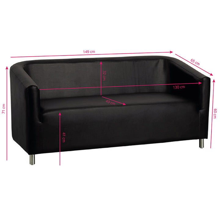 Wachtkamerbank Gabbiano M021 3-zits Zwart - afbeelding 2
