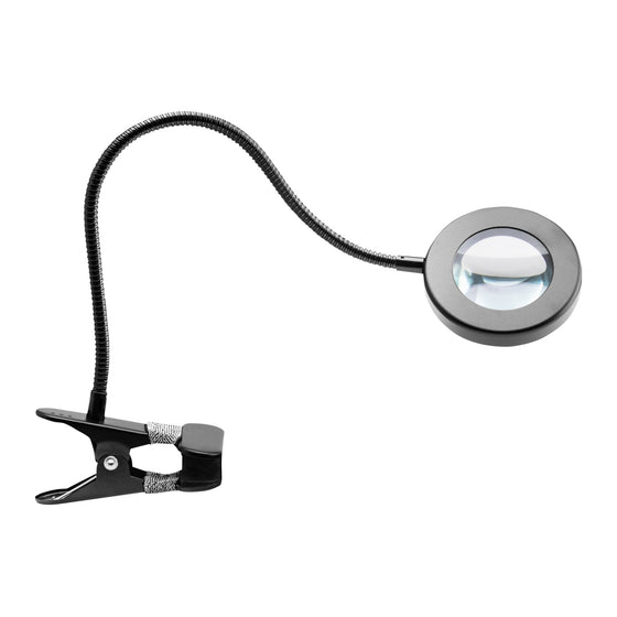 Lupelampe LED 5D med Bordklemme USB Svanehals Sort