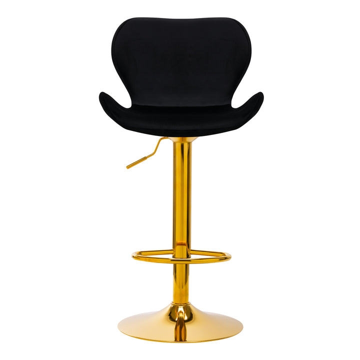 Barkruk met Rugleuning Fluweel Verstelbaar Draaibaar 4Rico QS-B15 Goud-Zwart - afbeelding 3
