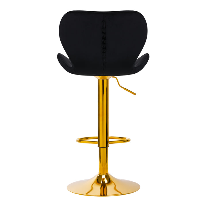 Barkruk met Rugleuning Fluweel Verstelbaar Draaibaar 4Rico QS-B15 Goud-Zwart - afbeelding 4
