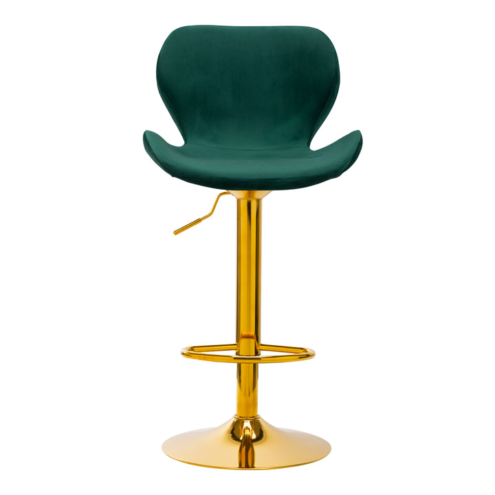 Barkruk met Rugleuning Fluweel Verstelbaar Draaibaar 4Rico QS-B15 Goud-Groen - afbeelding 3