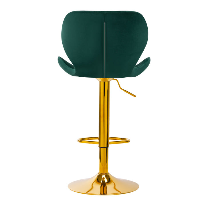 Barkruk met Rugleuning Fluweel Verstelbaar Draaibaar 4Rico QS-B15 Goud-Groen - afbeelding 4