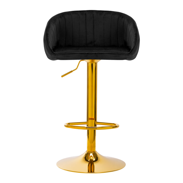 Barkruk met Rugleuning Fluweel Verstelbaar Draaibaar 4Rico QS-B16G Goud-Zwart - afbeelding 3