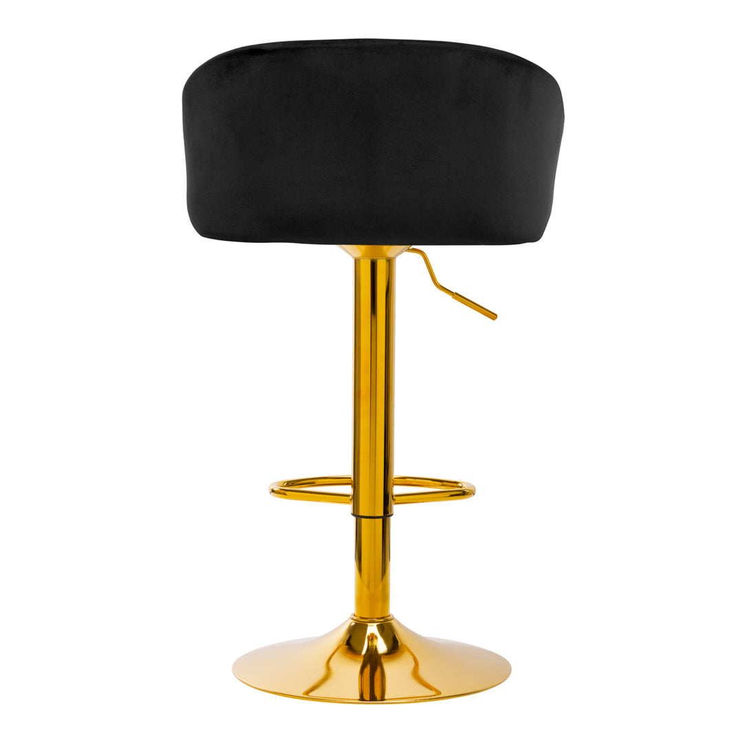 Barkruk met Rugleuning Fluweel Verstelbaar Draaibaar 4Rico QS-B16G Goud-Zwart - afbeelding 4