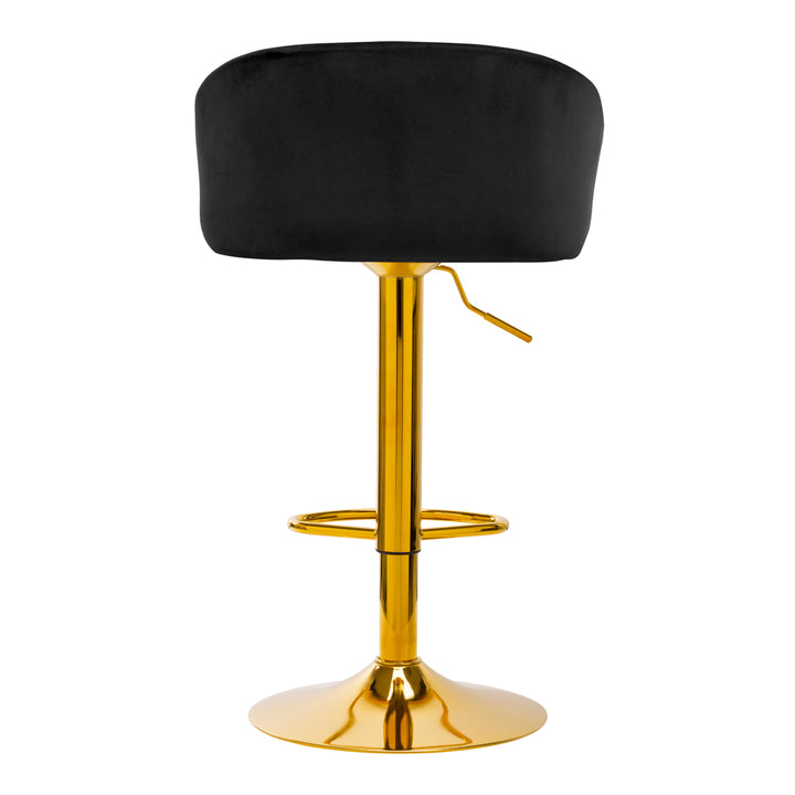 Barkruk met Rugleuning Fluweel Verstelbaar Draaibaar 4Rico QS-B16G Goud-Zwart - afbeelding 4