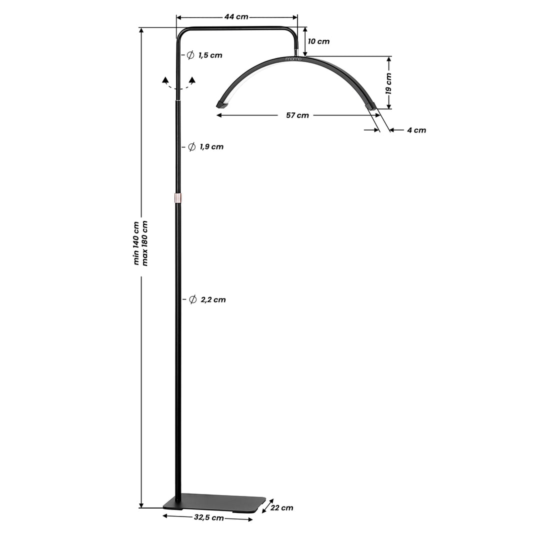 Vippelampe LED med Stativ og Justerbar Farve- og Lysintensitet Momo Moon MX6 Sort - billede 13
