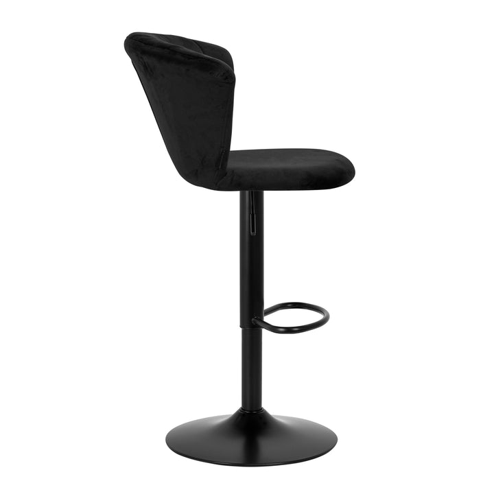 Barkruk met Rugleuning Fluweel Verstelbaar Draaibaar 4Rico QS-B801 Zwart - afbeelding 2