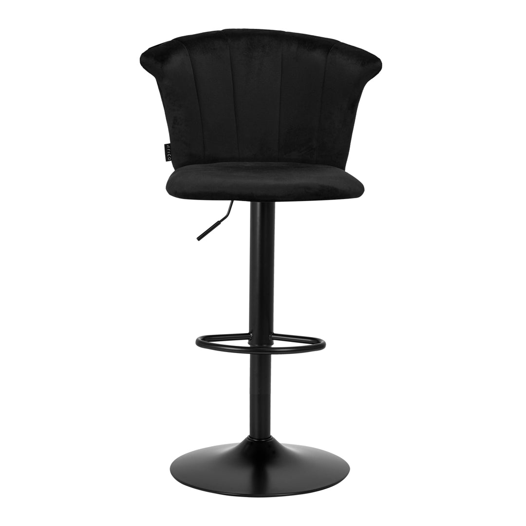 Barkruk met Rugleuning Fluweel Verstelbaar Draaibaar 4Rico QS-B801 Zwart - afbeelding 3