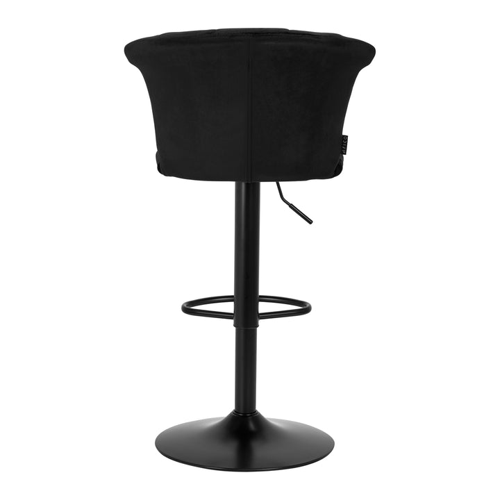 Barkruk met Rugleuning Fluweel Verstelbaar Draaibaar 4Rico QS-B801 Zwart - afbeelding 4