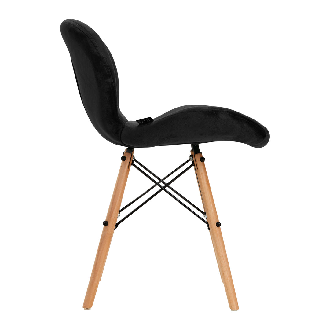 Salonstoel Fluweel Hout 4Rico QS-186 Zwart - afbeelding 2