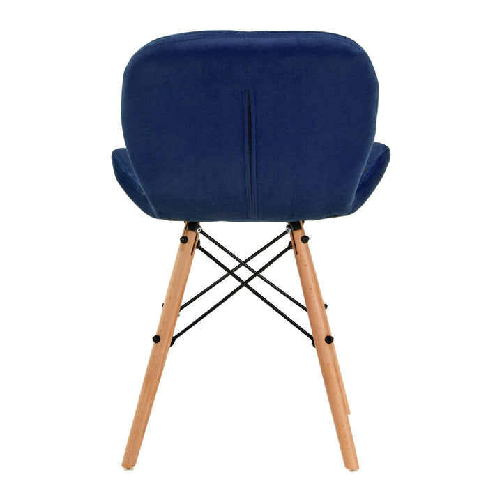Salonstoel Fluweel Hout 4Rico QS-186 Marineblauw - afbeelding 4