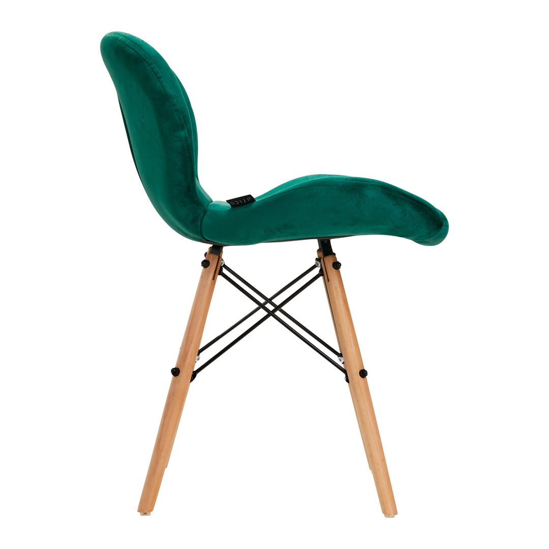 Salonstoel Fluweel Hout 4Rico QS-186 Groen - afbeelding 2