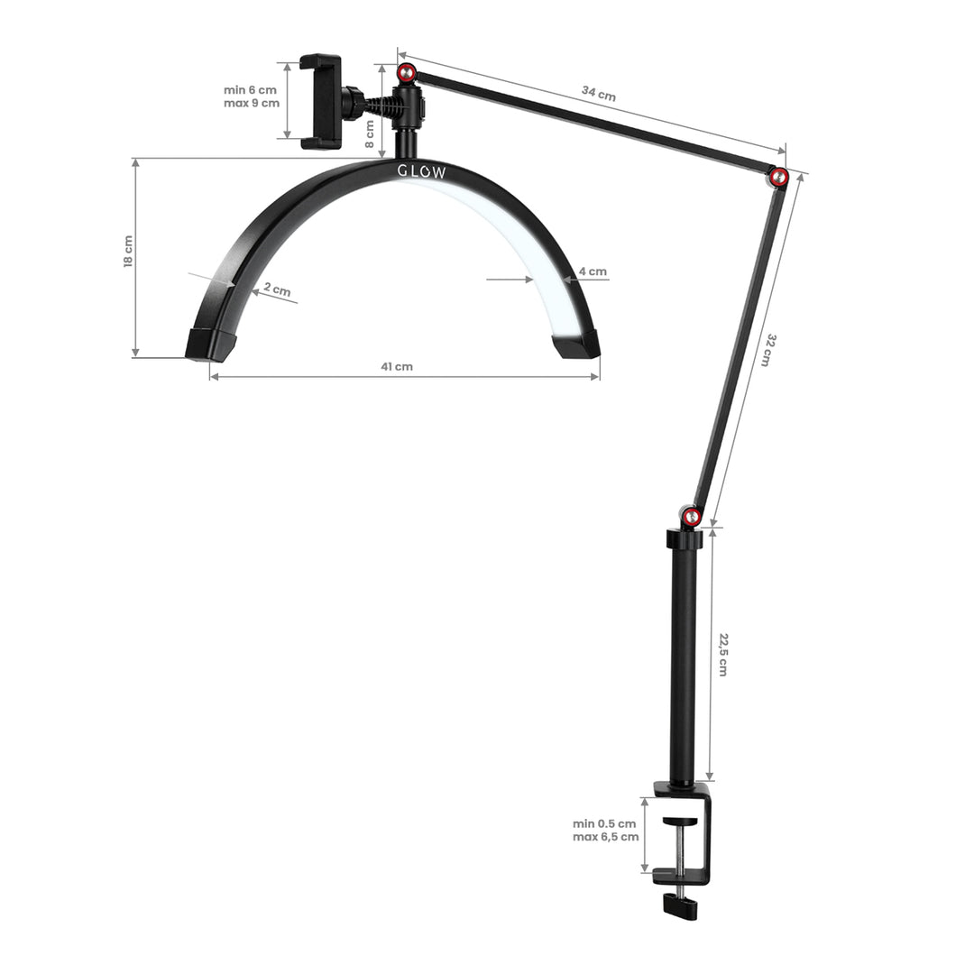 LED Lamp met Klem en Instelbare Kleur- en Lichtintensiteit Glow MX3 Mat Zwart - afbeelding 12