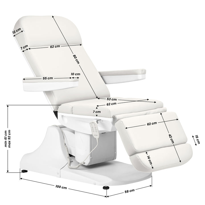 Elektrisk behandlerstol Azurro 891 3 motorer - Hvid - billede 17