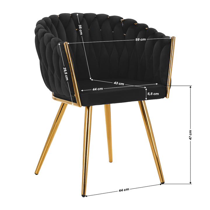 Salonstoel Fluweel Metaal 4Rico QS-GW06G Zwart - afbeelding 9