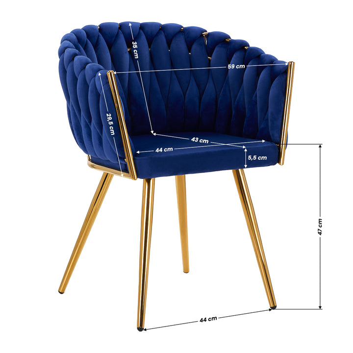 Salonstoel Fluweel Metaal 4Rico QS-GW06G Blauw - afbeelding 9