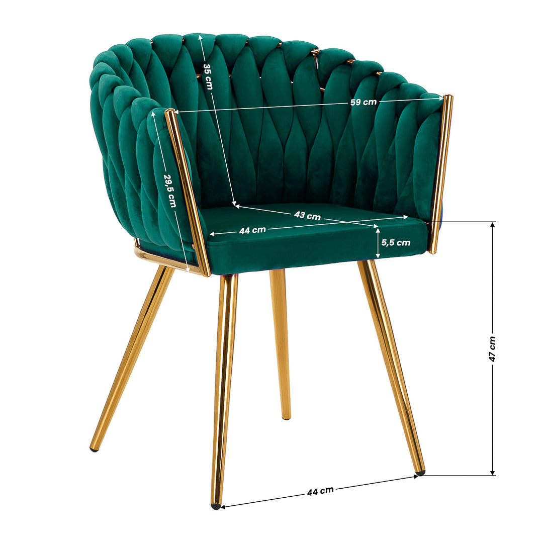 Salonstoel Fluweel Metaal 4Rico QS-GW06G Groen - afbeelding 9