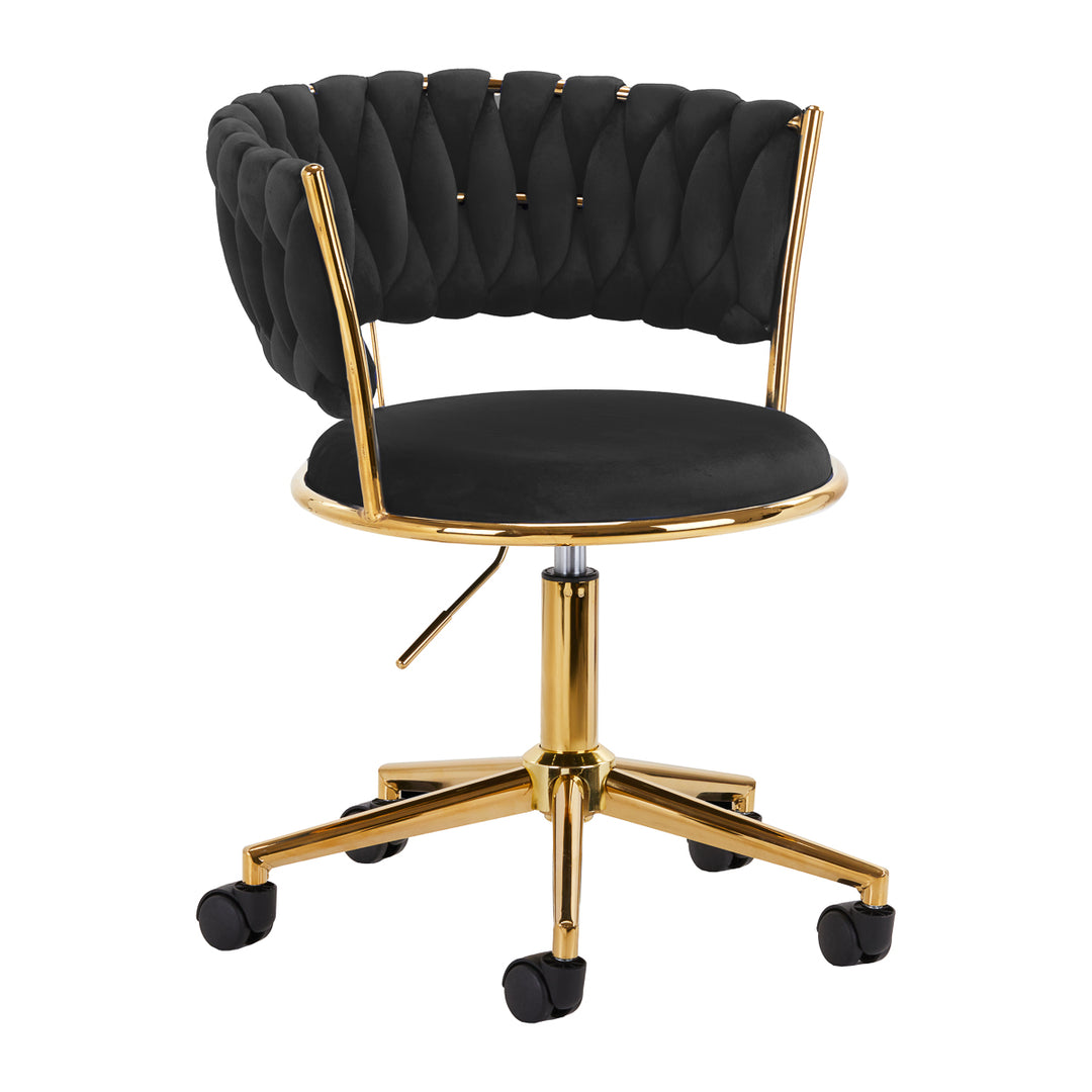 Salonstoel met Wielen Fluweel 4Rico QS-GW01G Zwart