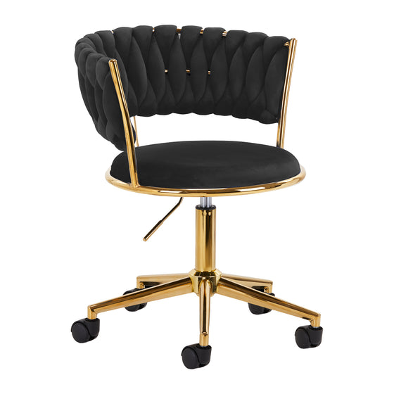 Salonstol med hjul fløjl 4Rico QS-GW01G - Sort