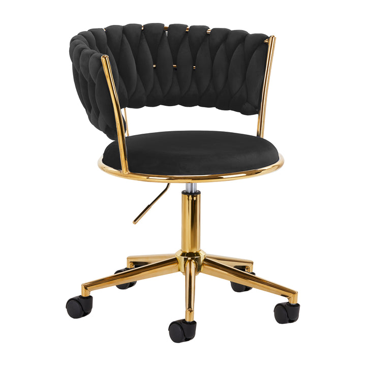 Salonstoel met Wielen Fluweel 4Rico QS-GW01G Zwart