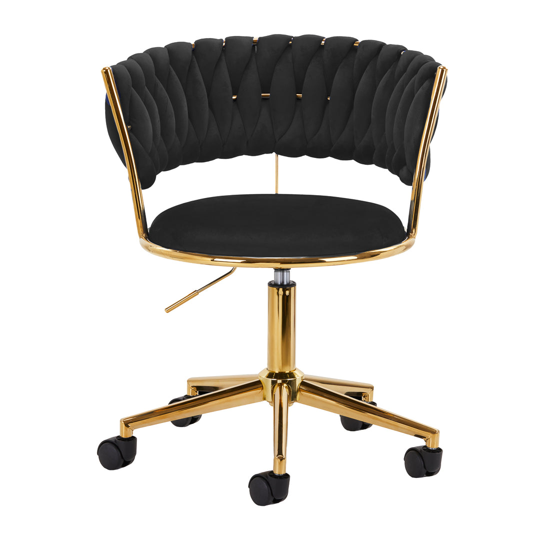 Salonstoel met Wielen Fluweel 4Rico QS-GW01G Zwart - afbeelding 2
