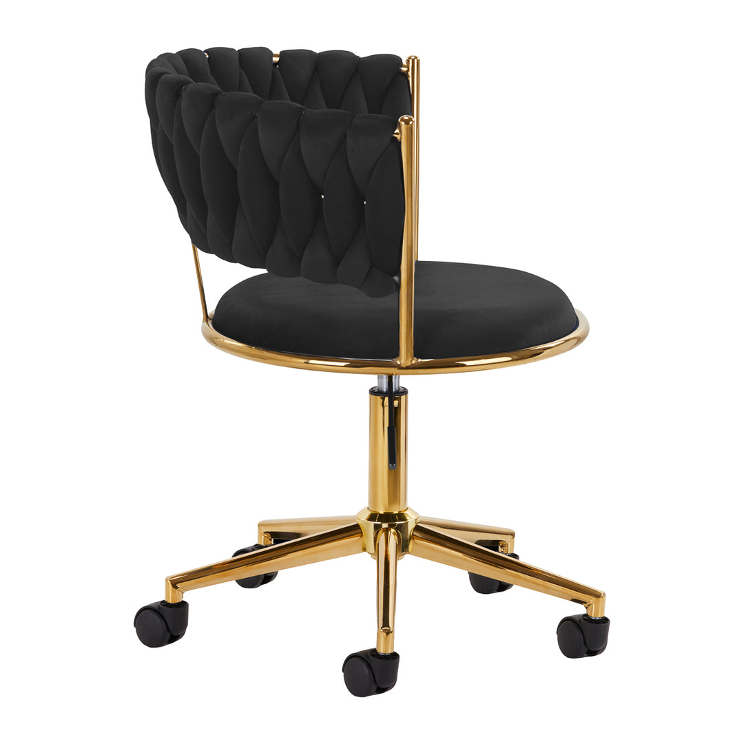 Salonstoel met Wielen Fluweel 4Rico QS-GW01G Zwart - afbeelding 3