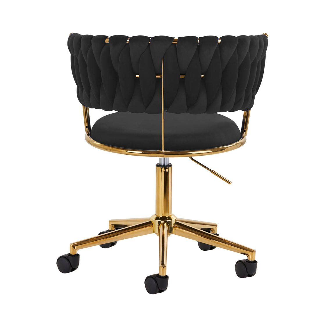 Salonstoel met Wielen Fluweel 4Rico QS-GW01G Zwart - afbeelding 4