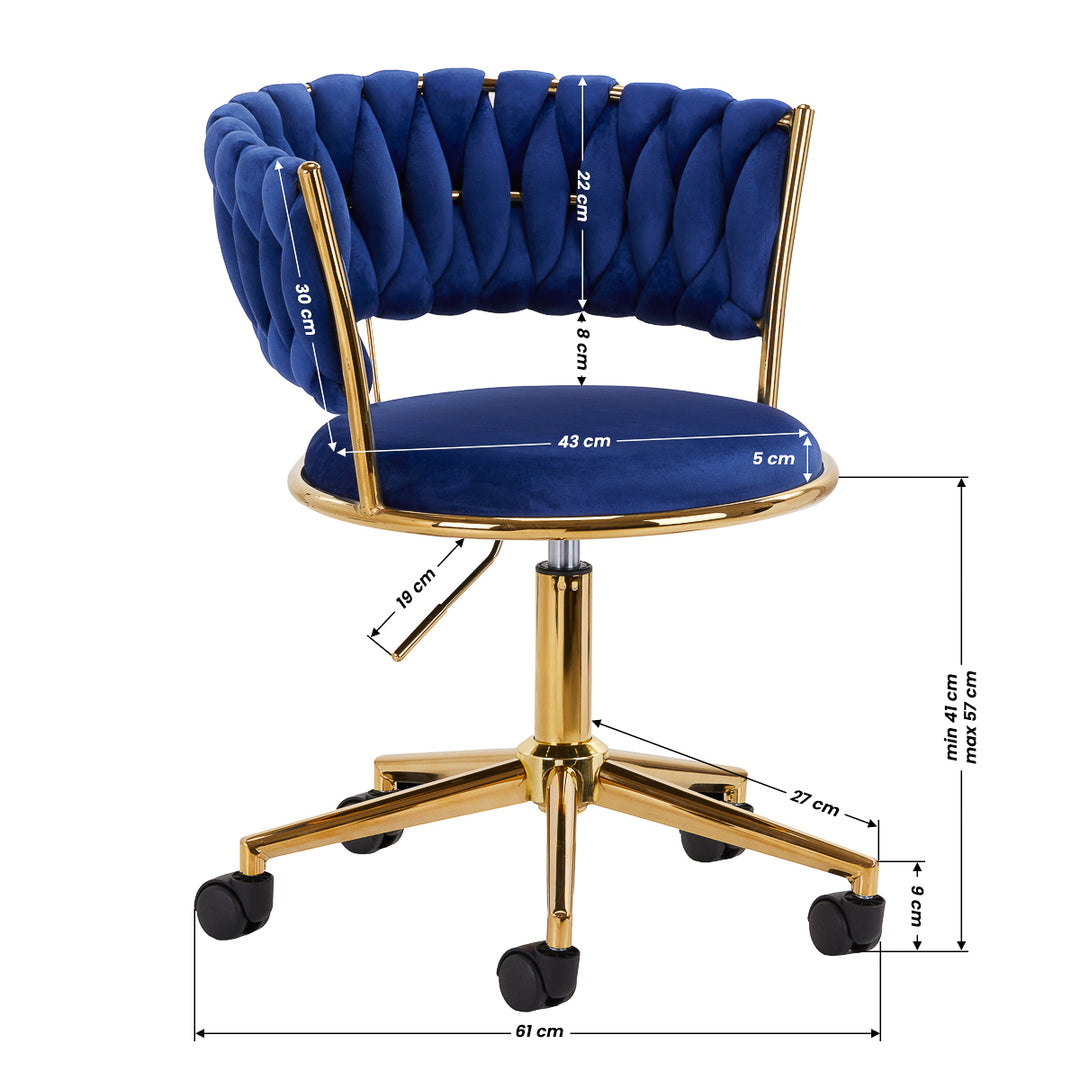Salonstoel met Wielen Fluweel 4Rico QS-GW01G Blauw - afbeelding 9