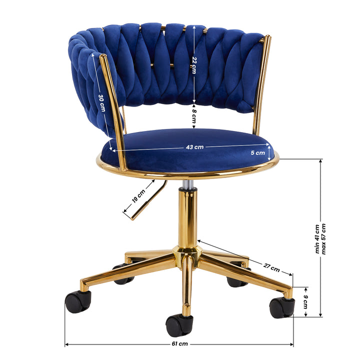 Salonstoel met Wielen Fluweel 4Rico QS-GW01G Blauw - afbeelding 9