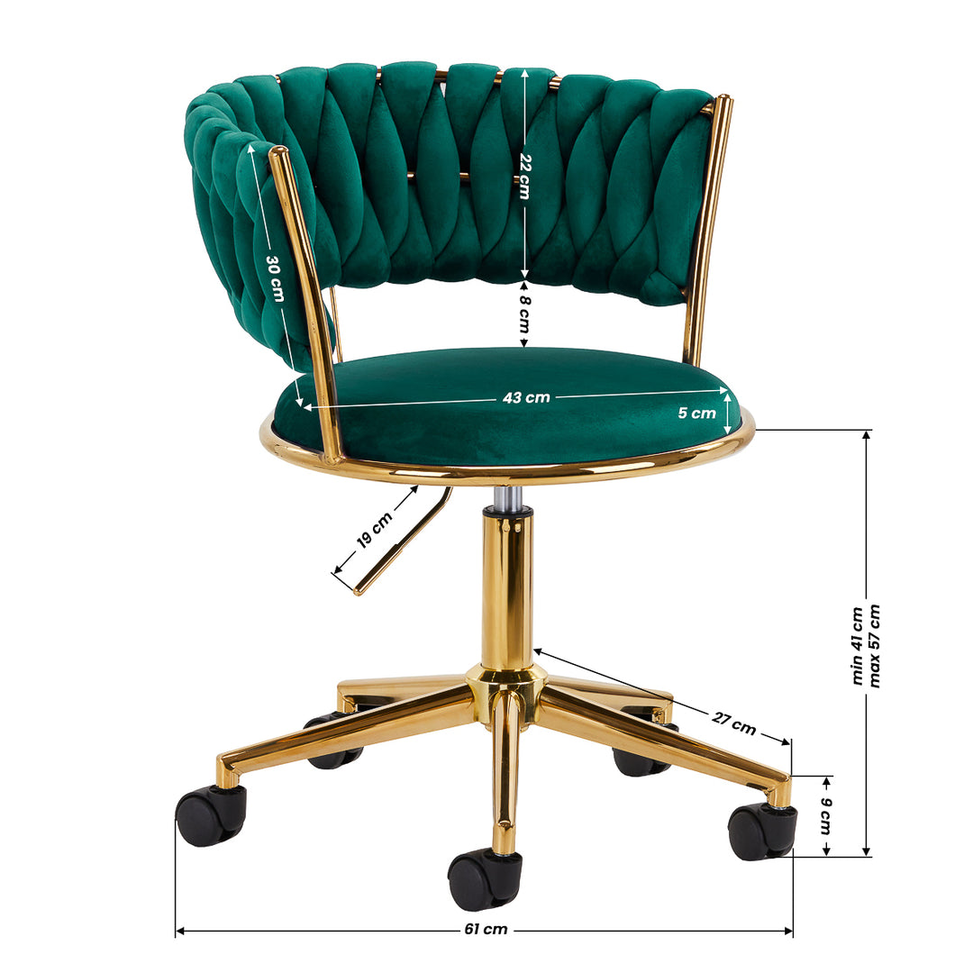 Salonstoel met Wielen Fluweel 4Rico QS-GW01G Groen - afbeelding 9
