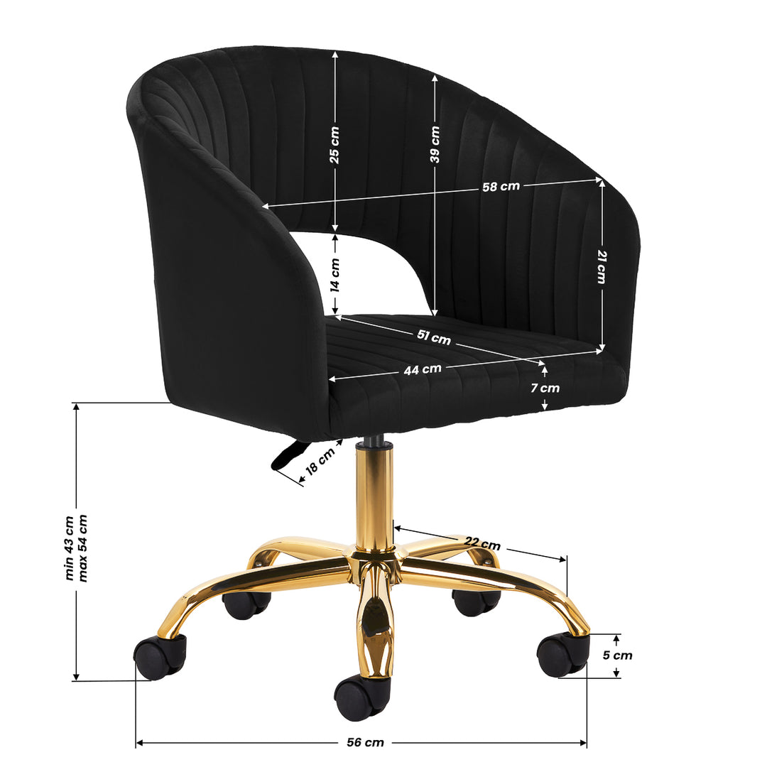 Salonstoel met Wielen Fluweel 4Rico QS-OF212G Zwart - afbeelding 9