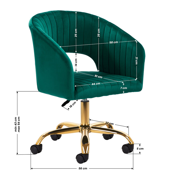 Salonstoel met Wielen Fluweel 4Rico QS-OF212G Groen - afbeelding 9