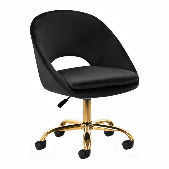 Salonstol med hjul fløjl 4Rico QS-MF18G - Sort
