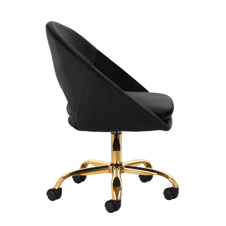 Salonstoel met Wielen Fluweel 4Rico QS-MF18G Zwart - afbeelding 3