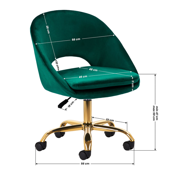 Salonstoel met Wielen Fluweel 4Rico QS-MF18G Groen - afbeelding 8