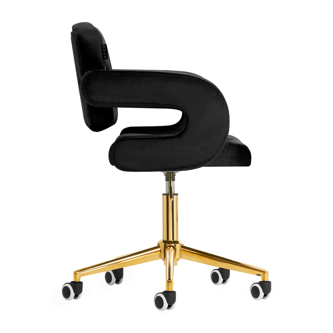 Salonstoel Fluweel Verstelbaar 4Rico QS-OF213G Goud-Zwart - afbeelding 4