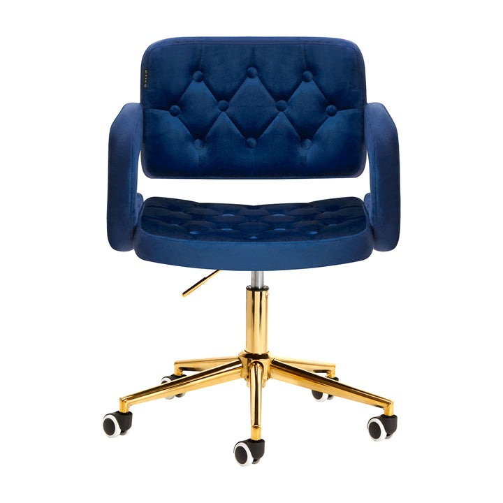 Salonstoel Fluweel Verstelbaar 4Rico QS-OF213G Goud-Marineblauw - afbeelding 2