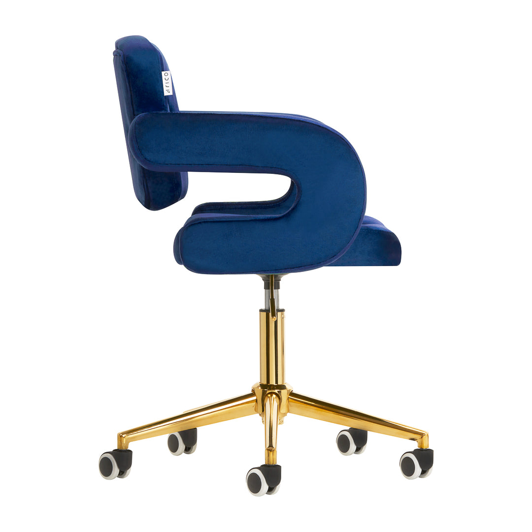Salonstoel Fluweel Verstelbaar 4Rico QS-OF213G Goud-Marineblauw - afbeelding 4