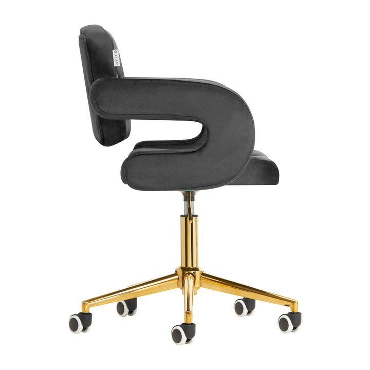 Salonstoel Fluweel Verstelbaar 4Rico QS-OF213G Goud-Grijs - afbeelding 4