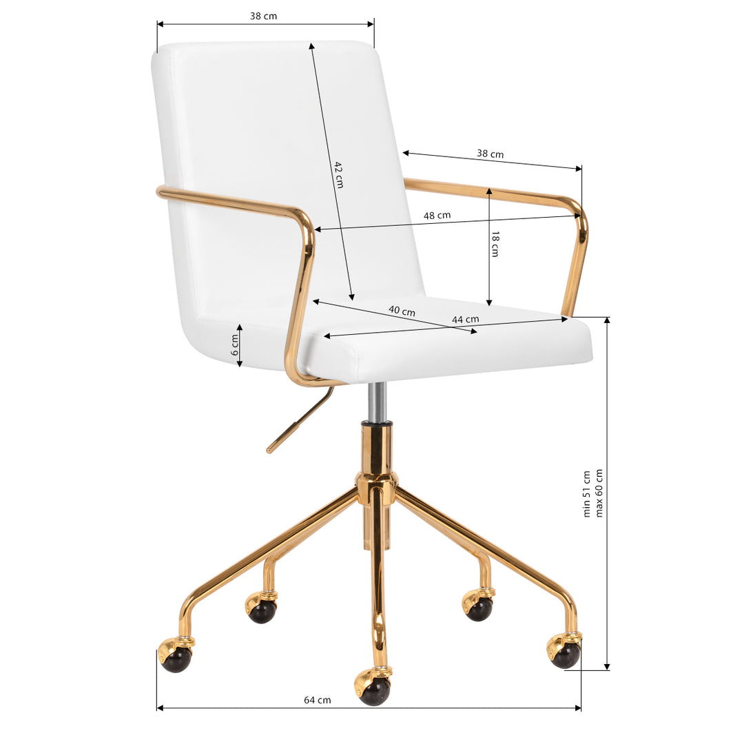 Salonstoel met Wielen QS-OF211G Goud-Wit - afbeelding 9